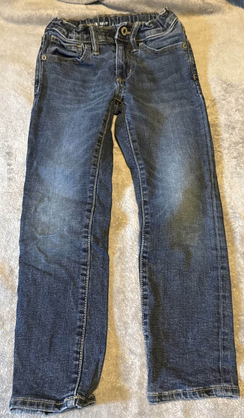 Old Navy Boys Slim Jeans Size 6 Charcoal Gray 360 Stretch Adjustable Waist Denim